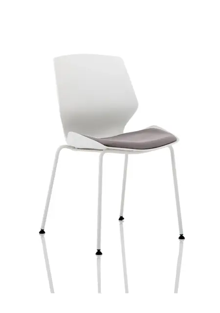 Florence White Frame Fabric Seat Visitor Chair