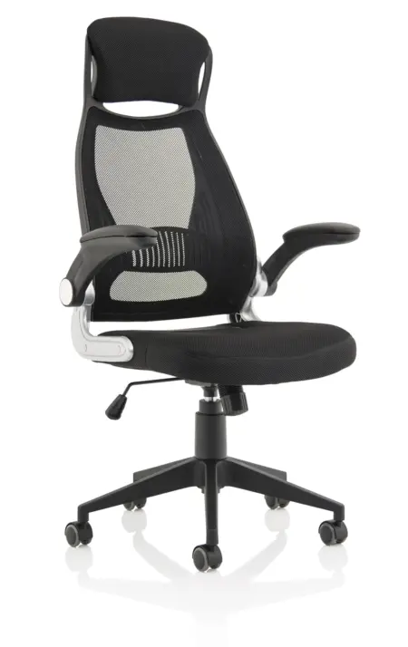 Saturn High Mesh Back Black Executive Office Chair with Arms