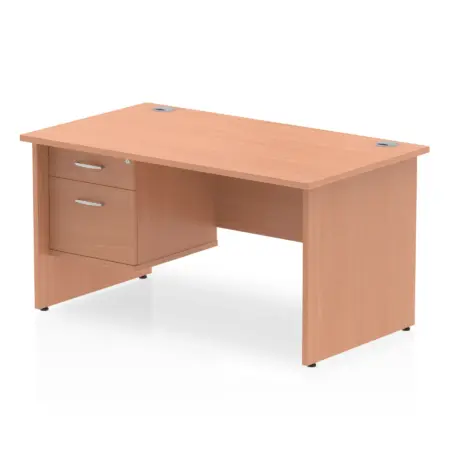OE - Impulse 1400mm Panel End Straight Desk With Single Fixed Pedestal