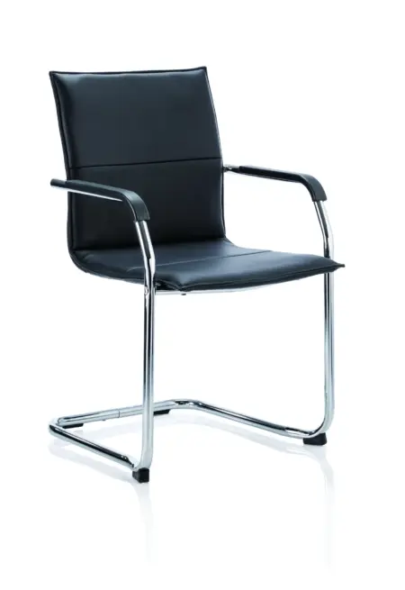 Echo Medium Back Leather Cantilever Visitor Chair with Arms