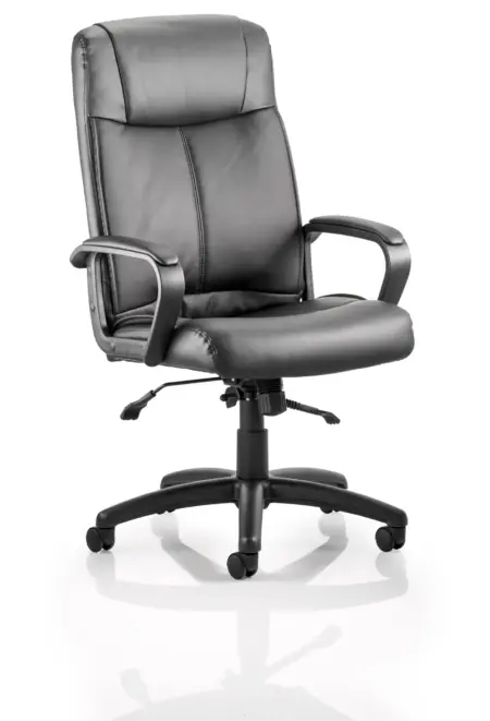 Plaza High Back Executive Black Leather Office Chair with Arms